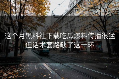 这个月黑料社下载吃瓜爆料传播很猛但话术套路缺了这一环