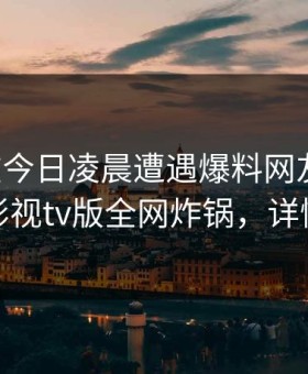 网红在今日凌晨遭遇爆料网友炸锅，可可影视tv版全网炸锅，详情深扒