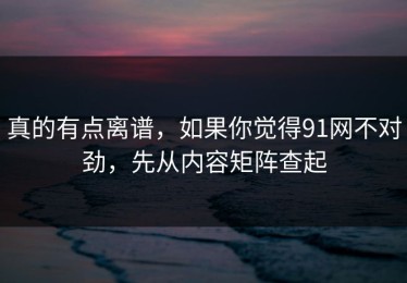 真的有点离谱，如果你觉得91网不对劲，先从内容矩阵查起