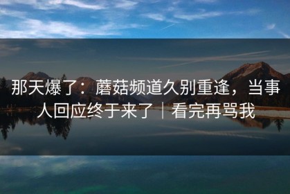 那天爆了：蘑菇频道久别重逢，当事人回应终于来了｜看完再骂我