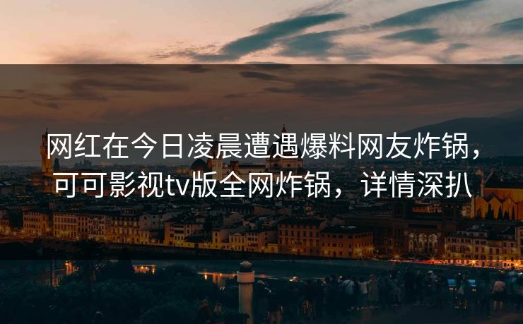 网红在今日凌晨遭遇爆料网友炸锅,可可影视tv版全网炸锅,详情深扒 网红在今日凌晨遭遇爆料网友炸锅,可可影视tv版全网炸锅,详情深扒