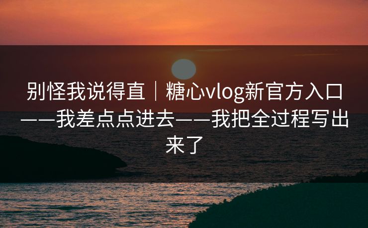 别怪我说得直｜糖心vlog新官方入口——我差点点进去——我把全过程写出来了