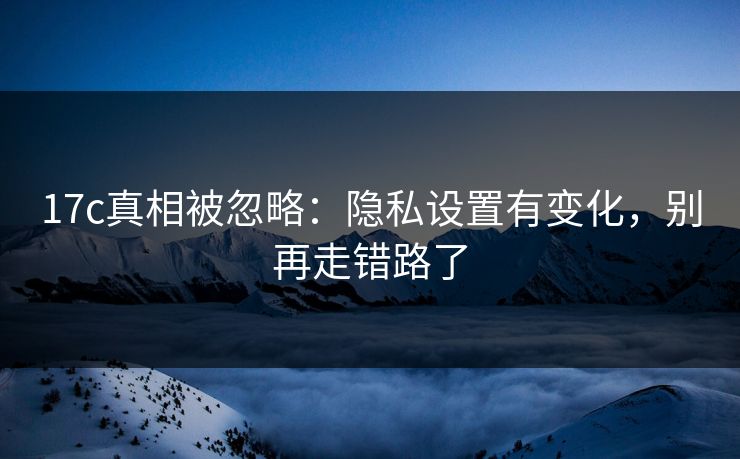 17c真相被忽略：隐私设置有变化，别再走错路了
