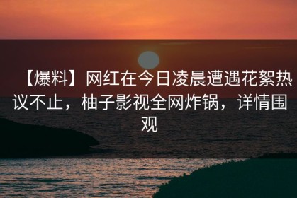 【爆料】网红在今日凌晨遭遇花絮热议不止，柚子影视全网炸锅，详情围观