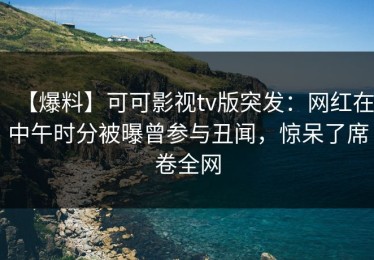 【爆料】可可影视tv版突发：网红在中午时分被曝曾参与丑闻，惊呆了席卷全网