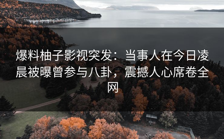 爆料柚子影视突发：当事人在今日凌晨被曝曾参与八卦，震撼人心席卷全网